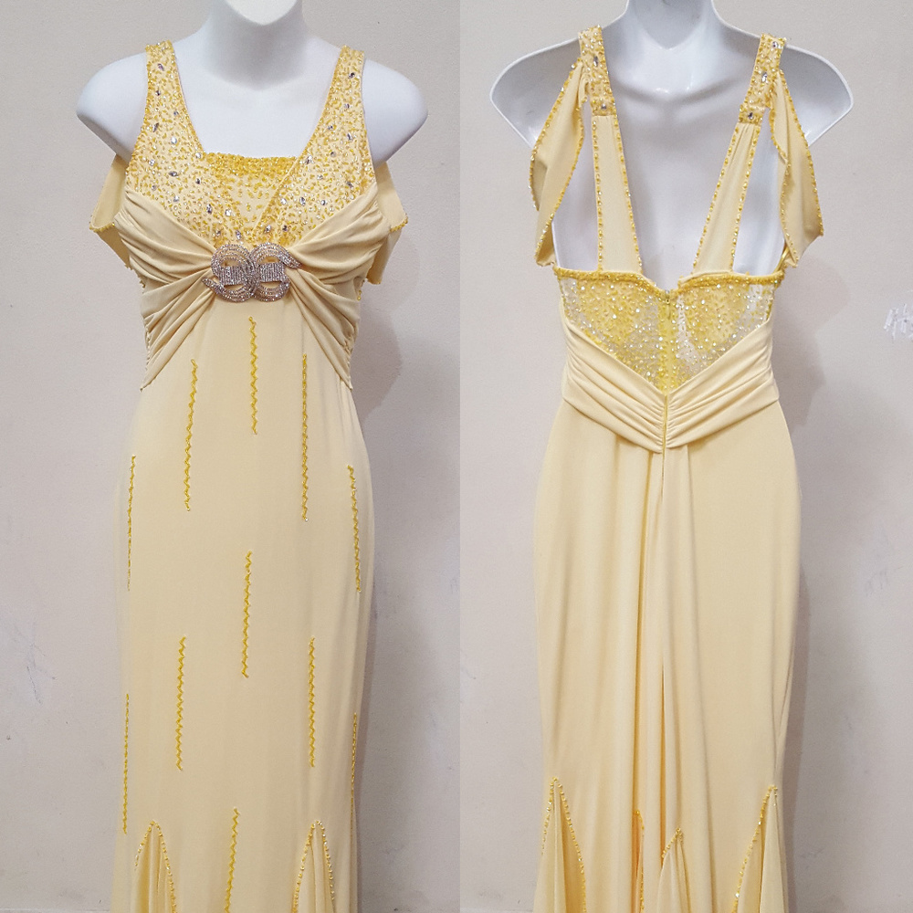Hand Embellished Yellow Gown by an Artisan